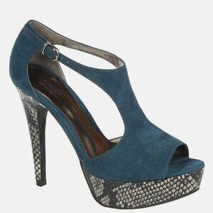 Carlos Santana Galaxy Blue Python Snake Print Platform Heels 8.5